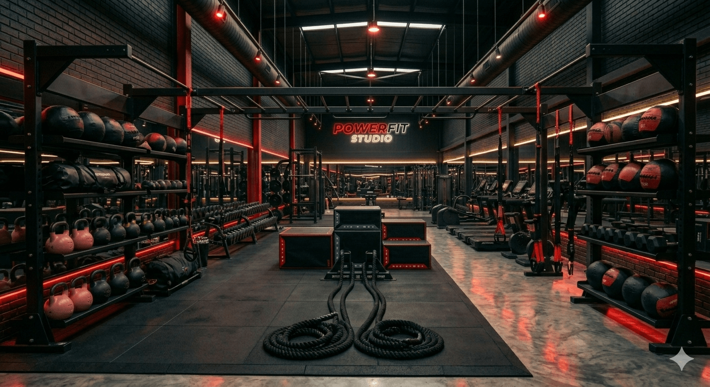 Interior da academia PowerFit Studio