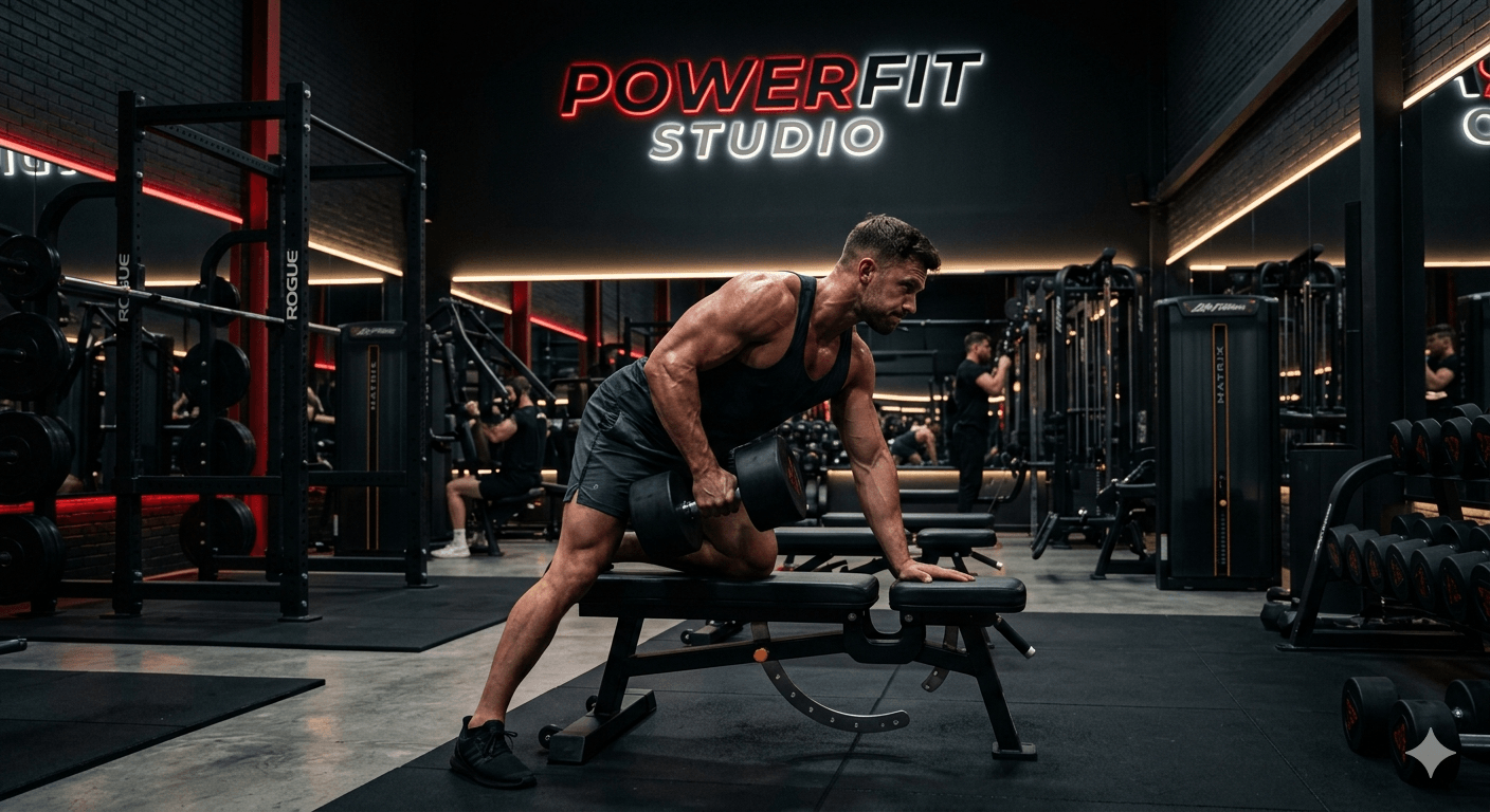 Pessoa treinando musculação em uma academia